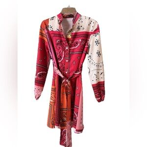 SHEIN Multicolor Bandana Scarf Print Shirt Dress Size Small